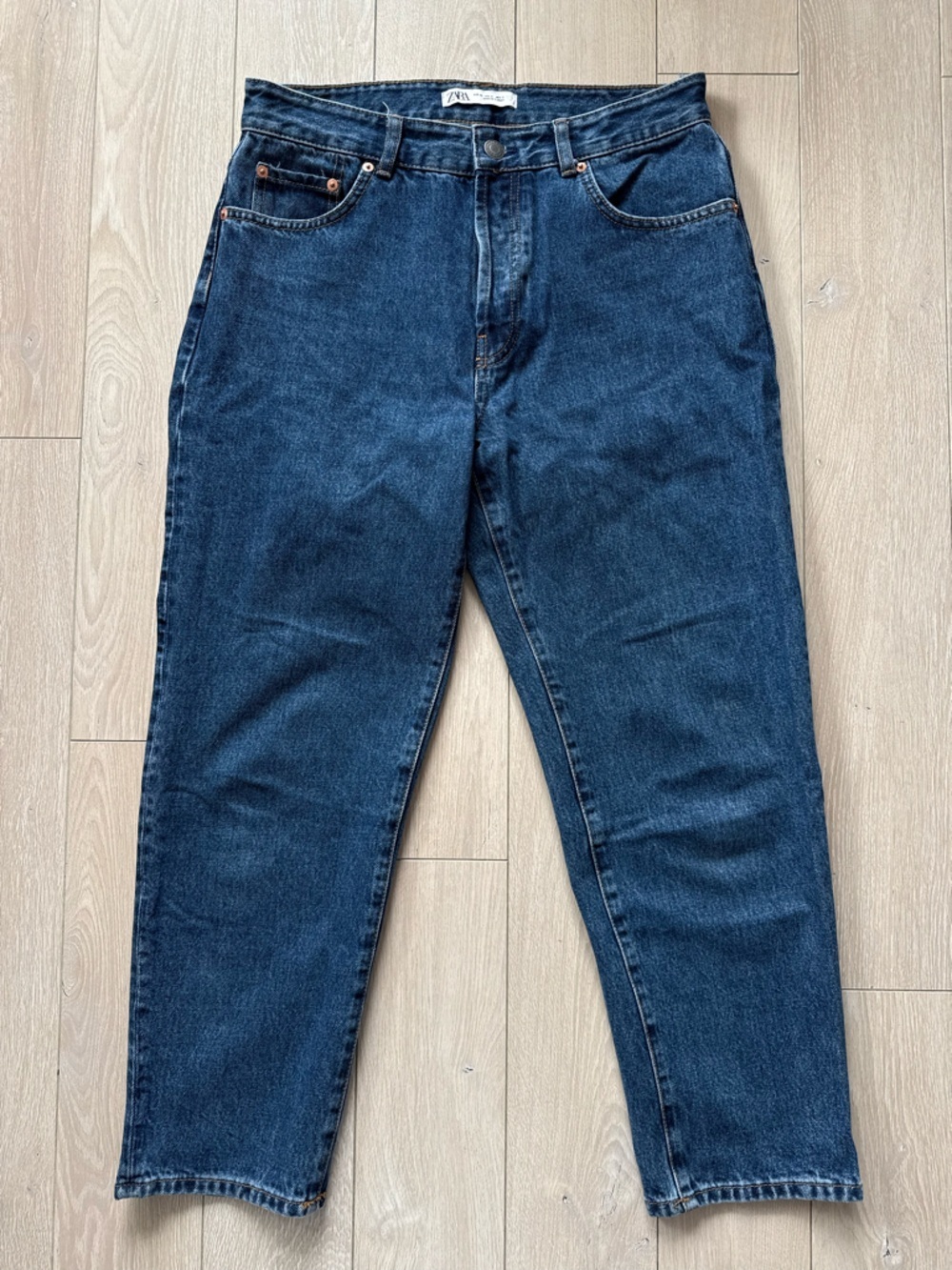 Zara High Rise Relaxed Fit Tapered Jeans Dark Wash Women’s Size 31